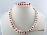 pnset046 handcrafted 7-8mm white potato pearl necklace bracelet set
