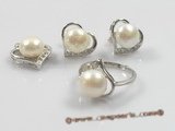 pnset098 peach-design 925silver pendant jewelry set with cultured pearl