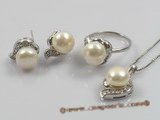 pnset100 sterling cultured pearl pendant earring and rings set with sterling mountting