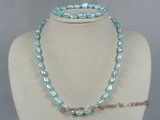 pnset132 8-9mm blue nugget pearl single necklace jewelry set