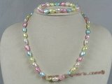 pnset133 Multi-color 8-9mm nugget pearl single necklace set