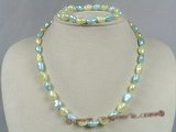 pnset134 blue mix yellow nugget pearl necklace bracelet set
