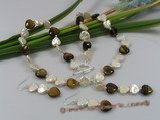 pnset142 Y style heart-shape keshi pearl&gemstone necklace earrings set