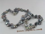 pnset153 Black side-drill coin pearl neckalce bracelet jewelry set