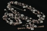 pnset154 Exquisite 3 strand Freshwater Coin pearls, Rose Quartz & Lavender Pearl jewelry set