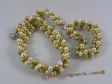 pnset171 Multi-color side-dirlled cultured pearls necklace bracelet set