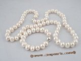 pnset183 Wholesale 11-12 Large off-round freshwater pearl necklace& bracelet jewerly set