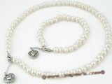 pnset194 6-7 Freshwater potato Pearl necklace&bracelet jewlery set with lobster clasp