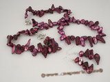 pnset234 8-11mm wine red hand knotted blister pearl Jewelry set clearance sale