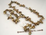 pnset238 hand knotted 8-11mm brown blister pearl Jewelry set clearance sale