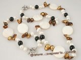 pnset255 Stylish cultured blister pearl&shell beads necklace jewelry set in wholesale