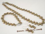 pnset267 Classic 6-7mm coffee freshwater bread pearl necklace &bracelet set in wholesale