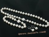 pnset298 Sterling silver White 8-9mm potato seed pearl jewelry set