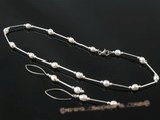 pnset299 16 Inch 6-7mm white rice  Pearl Necklace earring set