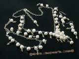 Pnset327 Fashionable sterling silver cultured pearl &crystal jewelry set on sale