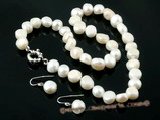 Pnset329 Fashion white baroque nugget pearl jewelry set in wholesale