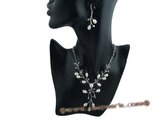 pnset353 Tree pattern CZ Xmas's necklace jewelry set with white rice pearl