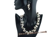 pnset357 7-8mm cultured blister and black crystla Triple strand twisted necklace in wholesale