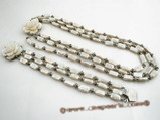 Pnset358 Elegant white biwa pearl triple strand jewelry set in wholesale
