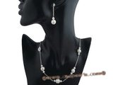 pnset367 Gorgeous sterling silver cultured potato pearl necklace jewelry set