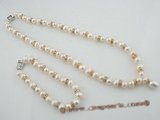 pnset405 Gorgeous 8-9mm white freshwater potato pearls necklace jewelry set