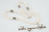 pnset408 Fashion 6-7mm white nugget pearl costume necklace jewelry set in wholesale