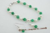 pnset414 Fashionable potato pearl and jade designer bracelet jewelry set