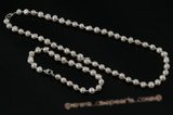 pnset425 Fashion 6-7mm white nugget pearls necklace&bracelet set