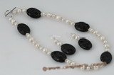 pnset451 Design style potato pearl& gemstone discount costume necklace