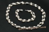 pnset473 Hand wired sterling silver potato pearl princess necklace
