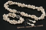 pnset478 Hot selling freshwater side drille and whorl pearl twisted necklace