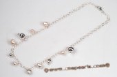 pnset581 Hand Crafted Sterling Silver Freshwater pearl Princess Necklace