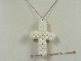 pp001 Beautiful  white cultured  Pearl Cross Pendant  wholesale