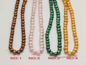 pps007  Five strands 5-6mm dye color fresh water potato pearls strands