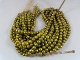 pps021 Olive green 9.5-10.5mm whorl potato pearl beaeds strand