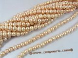 pps023 Nature pink whorl potato freshwater pearl strand in 10.5-11.5mm