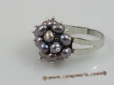 pr004 4-5mm black potato pearls ring with adjustable 18KGP mounting