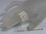 pr011 triple-strands white bread Pearl Stretch Ring in wholesale