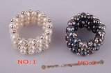 pr018 triple-strands bread Pearl Stretch dinner Ring in wholesale