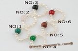 pr034 Fashion single row seed pearl& gemstone Stretch rings