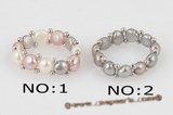 pr036 Fancy single row colorful bread Pearl Stretch Ring