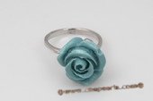 Pr039 16mm Carve Flower Artficial Corao Silver Toned Rings