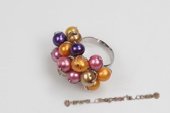 pr043 Handcraft Colorful Potato pearl Silver toned Adjustable Ring