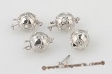 psnc016 Ball shape silver plated push in clasp with zircon