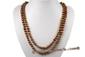 rpn003 8-9mm coffee nugget freshwater pearl rope neckace