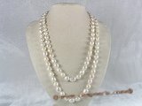 rpn005 9*11mm white nugget shape cultured freshwater pearls rope neckace