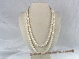 rpn011 7-8mm white potato shape cultured pearl Opera neckace