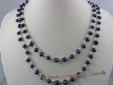 rpn021 6-7mm dark purple side-drill pearl with crystal beads long necklace