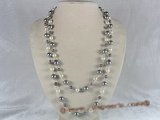 rpn043 48inch long shell pearl necklace in grey & white