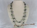 rpn045 48inch 10mm green shell pearls and agate beads rope necklace